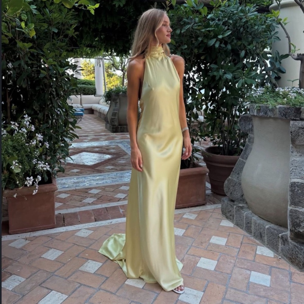Butter yellow Backless Yellow Dress